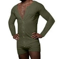 thumbnail image 1 of Mens Long Sleeve Slim Fit Jumpsuits Henley Home Clothes Pajamas Stretchy One Piece Garment, 1 of 7