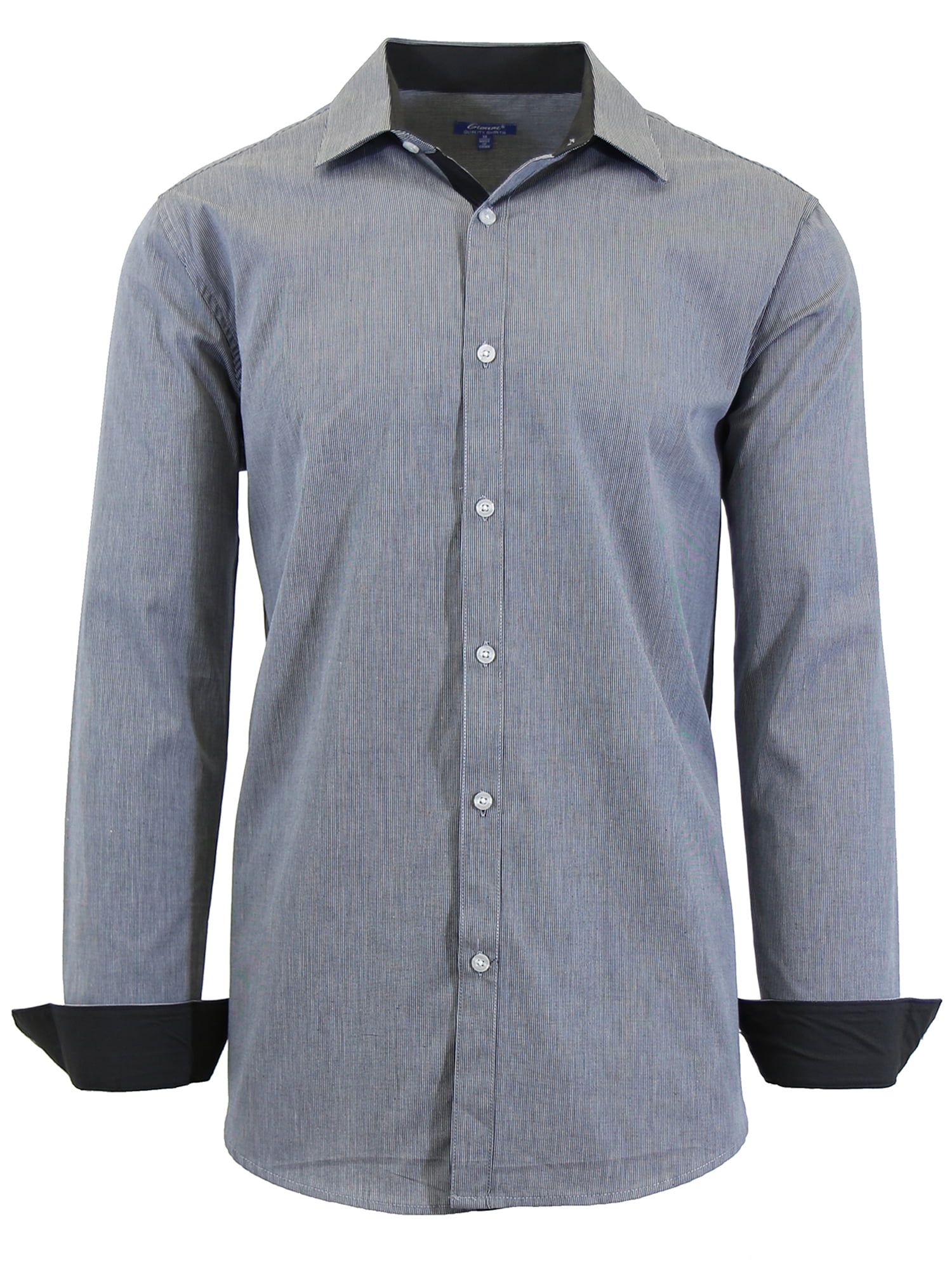 Mens Long Sleeve Slim Fit Pinstripe Dress Shirts - Walmart.com