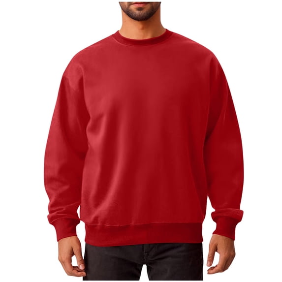 Mens Long Sleeve Solid Color Sweatshirt, Regular , Casual Style, Comfortable Material, Great for Summer Lounging and Home Wear