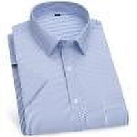 Mens Long Sleeve Striped Casual Dress Shirt Regular Fit Cotton Stretch Wrinkle Free Button Down Formal Shirts