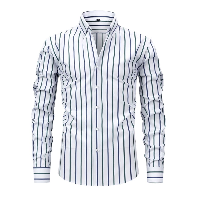 mens white dress shirt with black stripes Men's Button Down Stripe Dress Shirt Formal Classic Collar - Black: Buy  Online