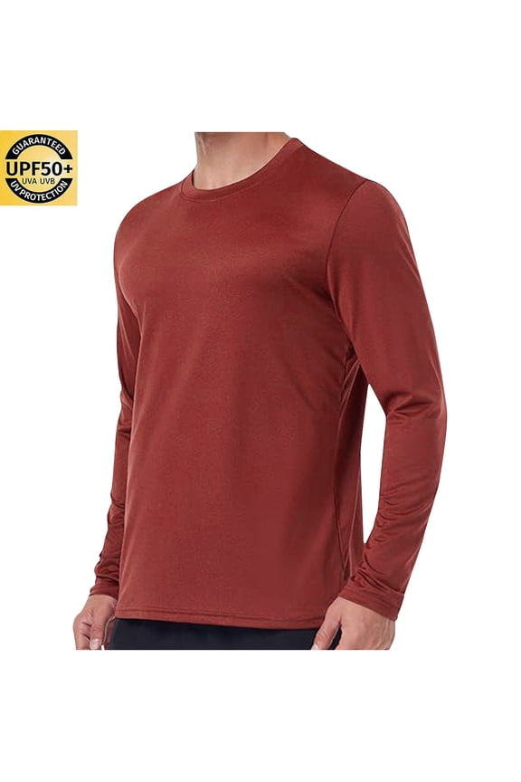 Mens Long Sleeve Sun Protection Shirts Solid Color Lightweight Breathable Protection Running Shirts