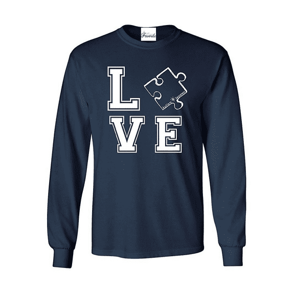 Mens Long Sleeve T-Shirts - Autism Awareness Puzzle
