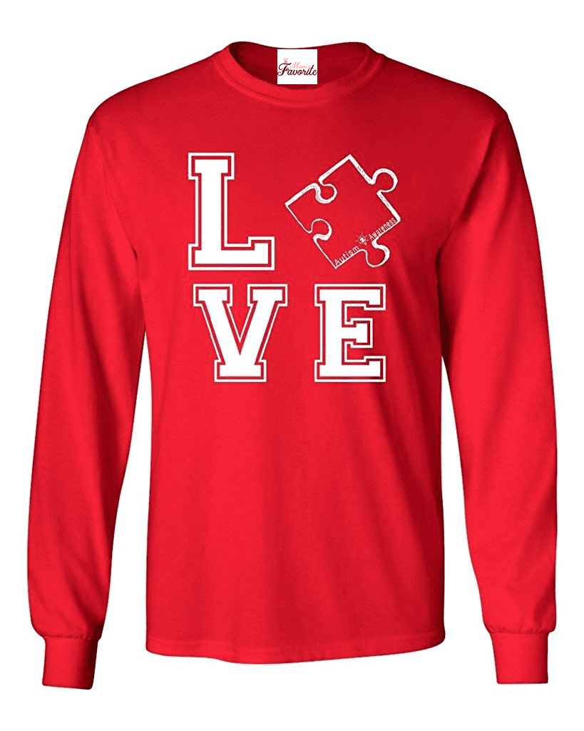Mens Long Sleeve T-Shirts - Autism Awareness Puzzle