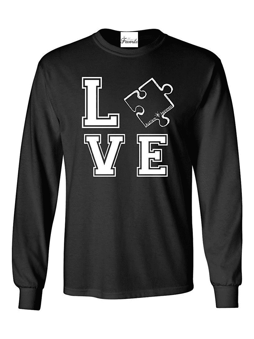 Mens Long Sleeve T-Shirts - Autism Awareness Puzzle