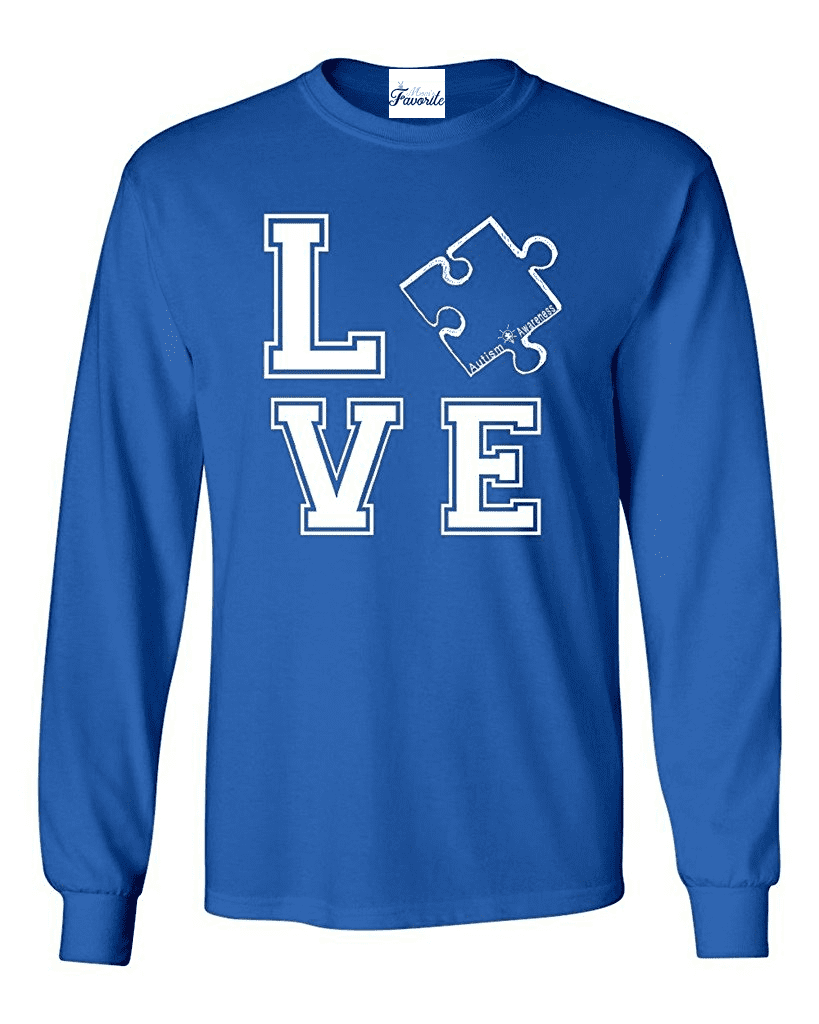 Mens Long Sleeve T-Shirts - Autism Awareness Puzzle