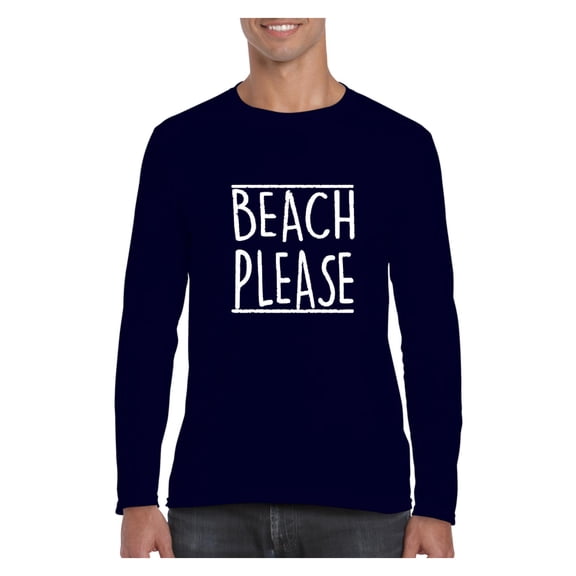 Mens Long Sleeve T-Shirts - Beach Please
