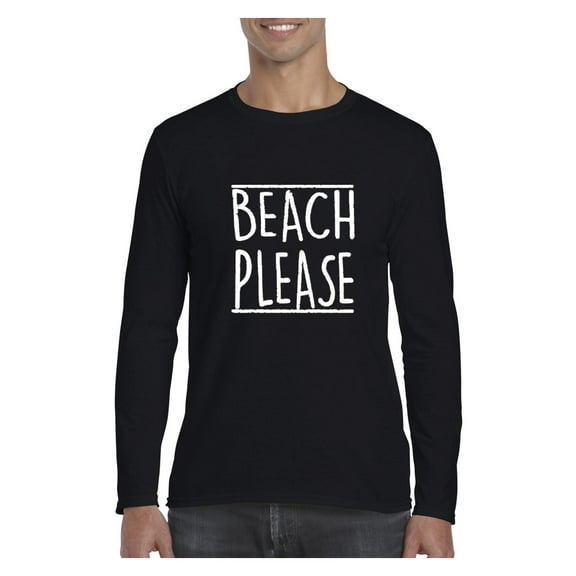 Mens Long Sleeve T-Shirts - Beach Please
