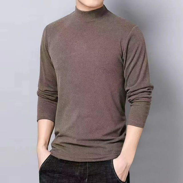 Mens Long Sleeve T Shirts Big and Tall XL-5X Plus Size Casual Mock Neck Stretchy Slim Tops Basic Solid Comfort Pullover Work Tees T-Shirts Clearance