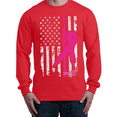 thumbnail image 1 of Mens Long Sleeve T-Shirts - Cancer Ribbon American Flag, 1 of 5
