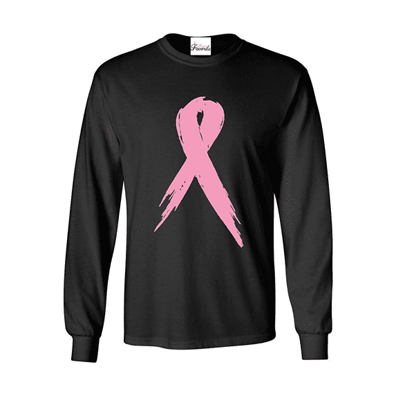 Mens Long Sleeve T-Shirts - Cancer Ribbon