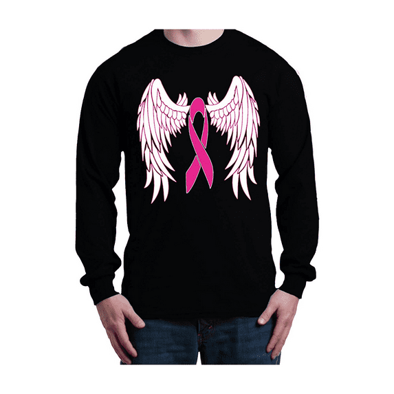 Mens Long Sleeve T-Shirts - Cancer Ribbon