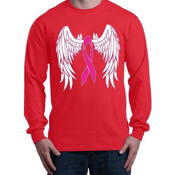 Mens Long Sleeve T-Shirts - Cancer Ribbon