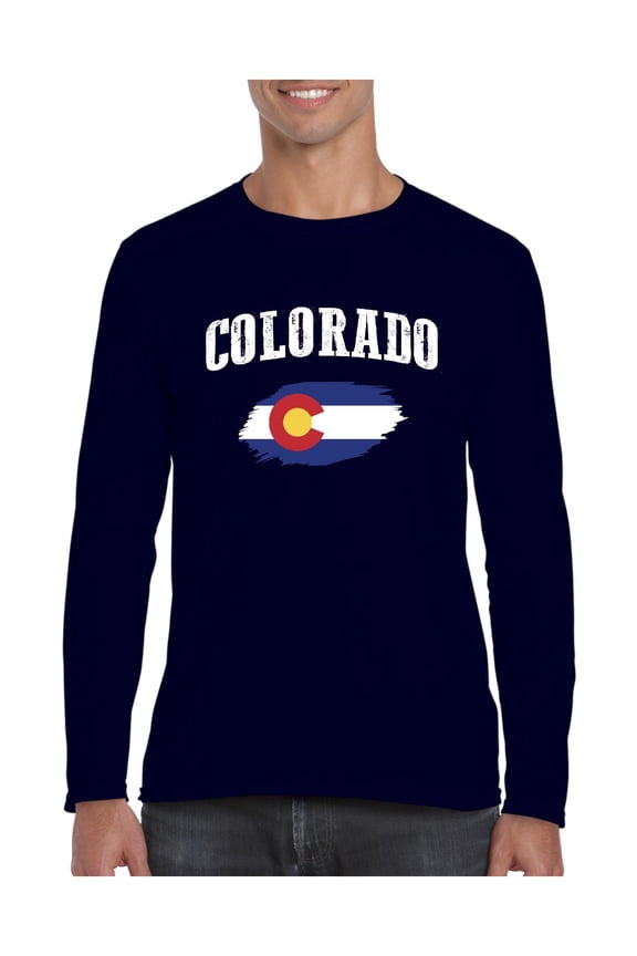 Mens Long Sleeve T-Shirts - Colorado Flag