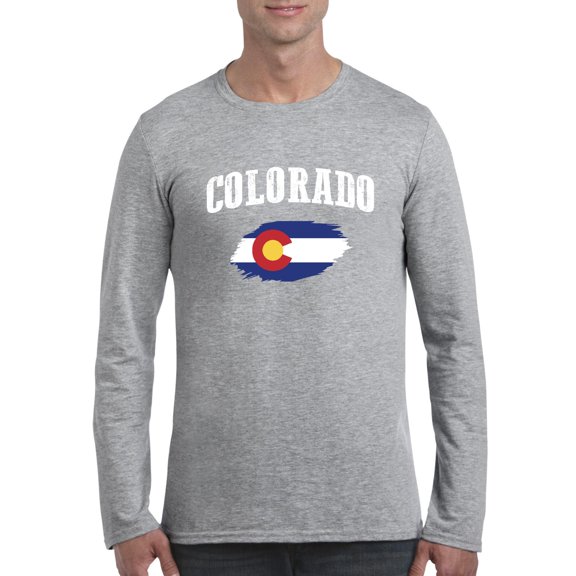 Mens Long Sleeve T-Shirts - Colorado Flag