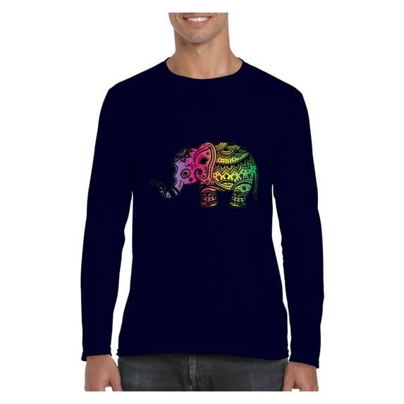 Mens Long Sleeve T-Shirts - Elephant