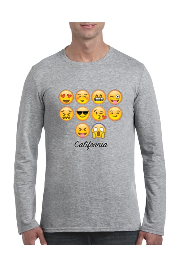 Mens Long Sleeve T-Shirts - Emoji Entourage