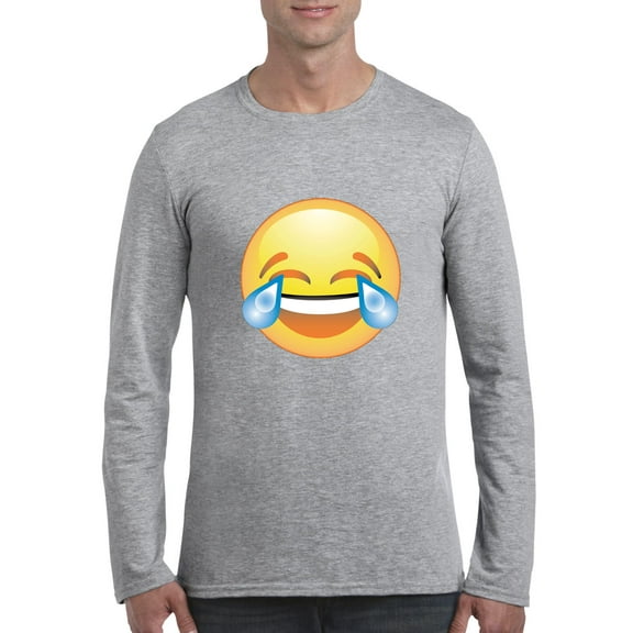 Mens Long Sleeve T-Shirts - Emoji Laughing Tears