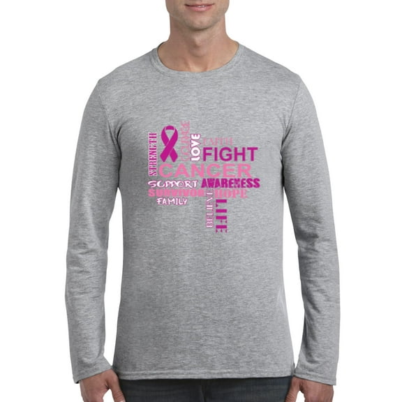 Mens Long Sleeve T-Shirts - Fight Breast Cancer