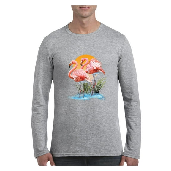 Mens Long Sleeve T-Shirts - Flamingo