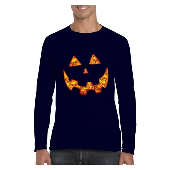Mens Long Sleeve T-Shirts - Halloween Costume Pumpkin Face