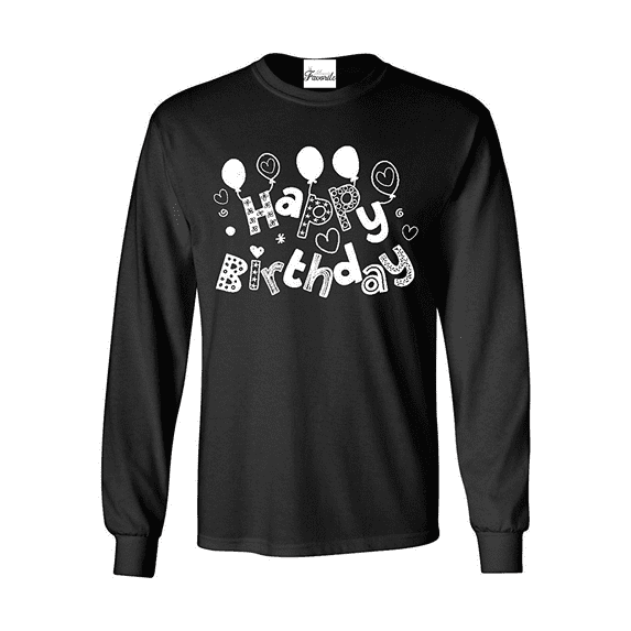 Mens Long Sleeve T-Shirts - Happy Birthday