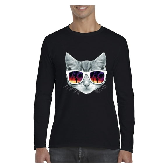 Mens Long Sleeve T-Shirts - Kitty