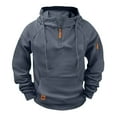 thumbnail image 1 of Mens Long Sleeve T Shirts New Tactical Hoodies for Men Quarter Zip Cargo Pullover Outdoor Travel Hooded Sweatshirts with Pocket Navy S, 1 of 4