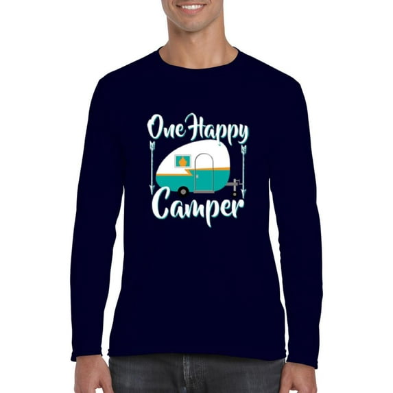 Mens Long Sleeve T-Shirts - ONE HAPPY CAMPER