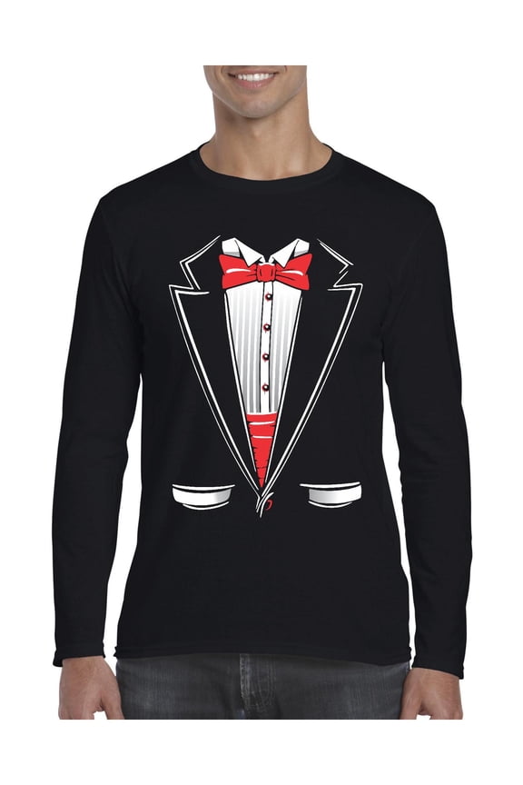 Mens Long Sleeve T-Shirts - Tuxedo Prom Costume