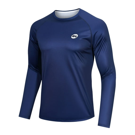 Mens Long Sleeve T Shirts UPF 50+ Sun Protection Athletic Shirt for Hiking Running Fishing Navy Blue S