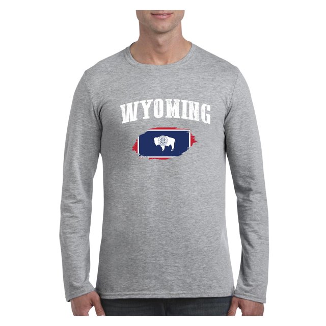 Mens Long Sleeve T-Shirts - Wyoming Flag