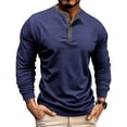 thumbnail image 1 of Mens Long Sleeve Tee Shirts Henley Shirts Polo Classic Casual Basic Tee Shirts Cotton Lightweight Stylish Pullover Tees Solid Basic Shirts for Fishing Workout Athletic Gym, 1 of 6
