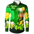 thumbnail image 1 of Mens Long Sleeve Tee Shirts Saint Patrick's Day Clover Print Irish Celebration Button Top, 1 of 4