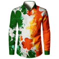 thumbnail image 1 of Mens Long Sleeve Tee Shirts Saint Patrick's Day Clover Print Irish Celebration Button Top, 1 of 4