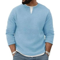 Mens Long Sleeve Thermal Shirt 2 in 1 V Neck Fleece Thermal Tops Base Layer Undershirt Waffle Knit Pullover Sweater
