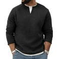 thumbnail image 1 of Mens Long Sleeve Thermal Shirt 2 in 1 V Neck Fleece Thermal Tops Base Layer Undershirt Waffle Knit Pullover Sweater, 1 of 3