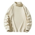 thumbnail image 1 of Mens Long Sleeve Thermal Tops Fleece Soft Mock Neck Basic Undershirts Fall Winter Pullover Warm Shirts Beige, XL, 1 of 7