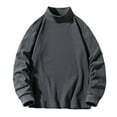 thumbnail image 1 of Mens Long Sleeve Thermal Tops Fleece Soft Mock Neck Basic Undershirts Fall Winter Pullover Warm Shirts Dark Gray, XL, 1 of 7