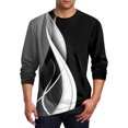 thumbnail image 1 of Mens Long Sleeve Tops Casual Fall Crew Neck Print Shirt for Men Fashion Casual Color Block Pullover Sweatshirt (Gray M), 1 of 4