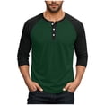 thumbnail image 1 of Mens Long Sleeve Tops Fall Casual Henley Raglan Shirts Big & Tall Loose Color Block Pullover Going Out Tops Navy, 2XL, 1 of 7