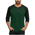 thumbnail image 1 of Mens Long Sleeve Tops Fall Casual Henley Raglan Shirts Big & Tall Loose Color Block Pullover Going Out Tops Navy, 3XL, 1 of 7