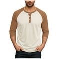 thumbnail image 1 of Mens Long Sleeve Tops Fall Casual Henley Raglan Shirts Big & Tall Loose Color Block Pullover Going Out Tops White, 5XL, 1 of 7