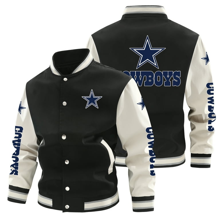 Mens Long Sleeve Varsity Jacket Causal Slim Fit Bomber Jackets for Couples American Rugby Soccer Jersey Printing NFL Dallas Cowboys