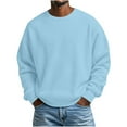 thumbnail image 1 of Mens Long Sleeve Waffle Knit Shirts Drop Shoulder Fall Casual Loose Fit Crewneck Sweater Knitted Pullovers (M, Light Blue), 1 of 1