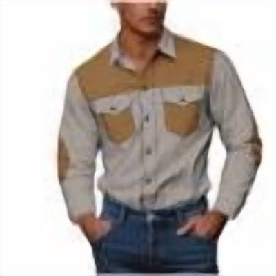 Mens Long Sleeve Western Shirt Big and Tall Casual Button Down Color  Matching Work Collared Tops with Front Pockets