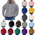 thumbnail image 1 of Mens Long Sleeve Zip-up Hoodie With Kanga Pocket Beige L, 1 of 6