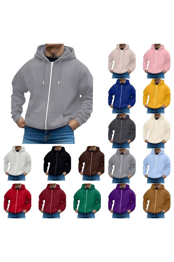 Mens Long Sleeve Zip-up Hoodie With Kanga Pocket White XL