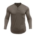 thumbnail image 1 of Mens Long Sleeves Henley Shirt Button V-Neck Tops Men Fall Solid Color Casual Loose Lightweight Blouses (Khaki 2XL), 1 of 2