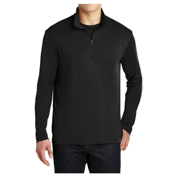 Mens Long Sleeves PosiCharge Competitor Cadet Collar 1/4-Zip Polyester Pullover Black Small